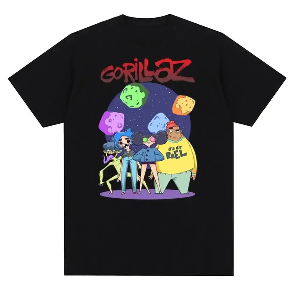Music Band Gorillazs Punk Rock Print T Shirt 90s Casual Fashion Short Sleeve T Shirt Unisex Harajuku Kawaii T-shirt Y2K Clothing
