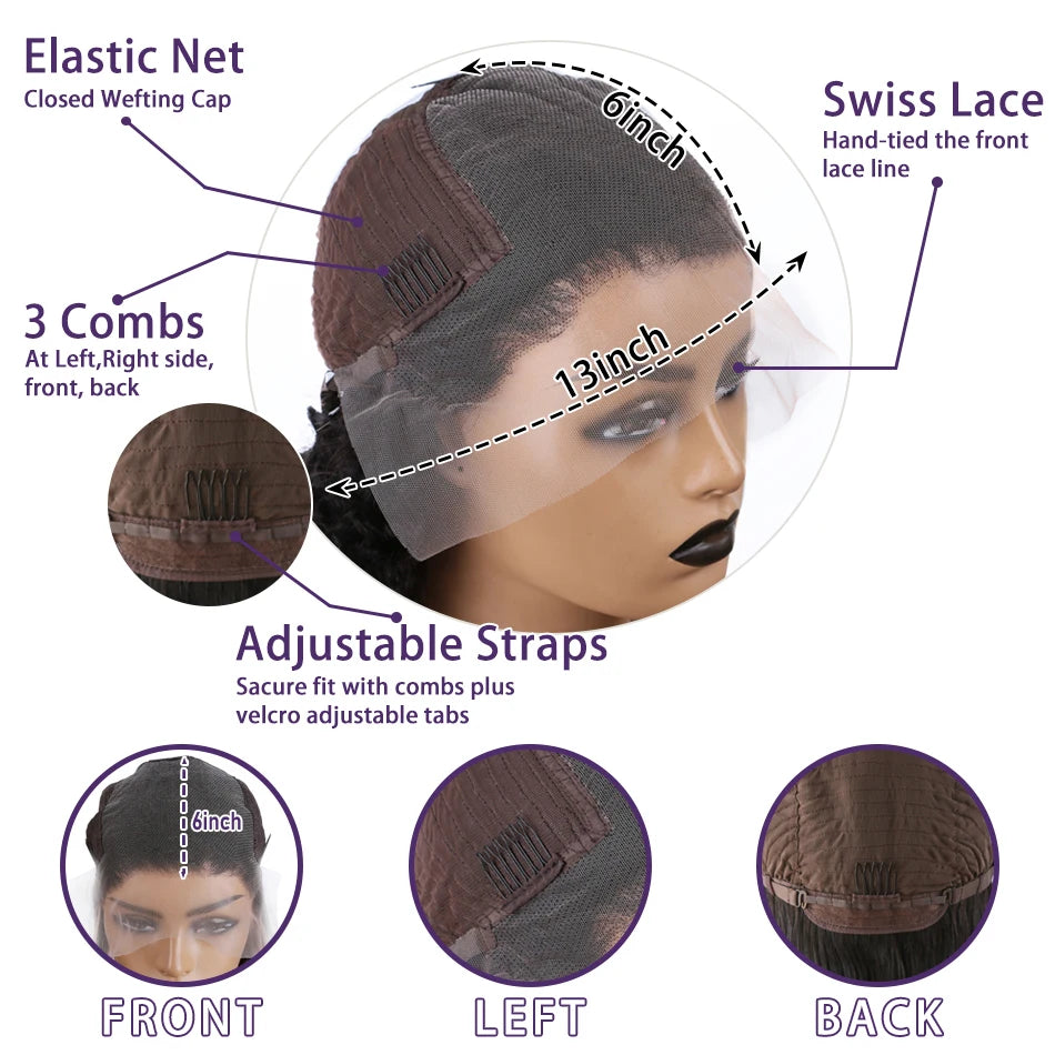 Wigirl HD 30 40 Inch Straight 13x6 Human Hair Lace Frontal Wigs 200% Brazilian Remy PrePlucked 13x4 Lace Front Wig For Women