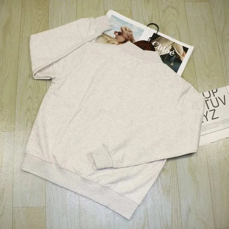 autumn winter Women's Pullover Hooded Sweatshirt with Letter Print and Zipper Closure