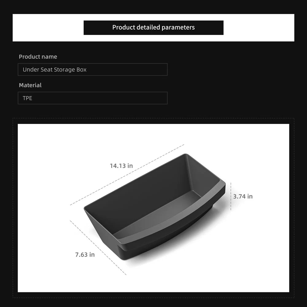 Underseat Storage Box Organizer for Tesla Model Y Juniper 2025 Front Rear Under Seat Organizer Waterproof Bin Travel Accessories