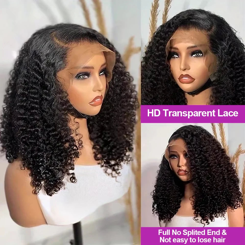Short Bob Wig Water Wave Curly Human Hair Wig For Women Nature Black Deep Wave 13x6 Hd Lace Frontal Wigs Preplucked