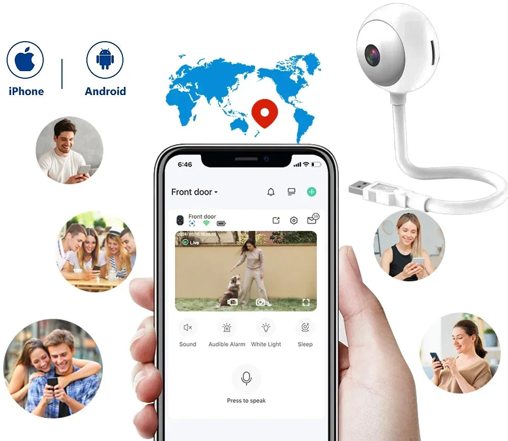 Tuya Smart USB Light Bulb Mini Wifi Camera Indoor 2K 5MP Security Camera for Baby Monitor Auto Tracking Wireless IP Surveillance