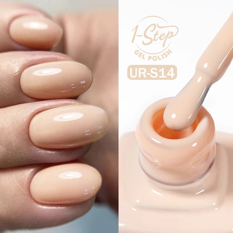 UR SUGAR 1-step Gel Polish 12ML Glitter Nail Spring Summer White Nude Pink Gel Nail Polish 3 IN 1 No Need Base Gel and Top Coat