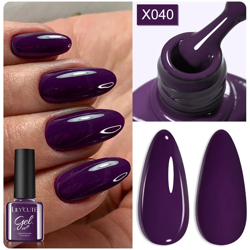 LILYCUTE 7ML Black White Color Gel Nail Polish Summer Colorful Gel Nail Art Semi Permanent UV Gel Soak Off UV LED Gel Varnishes