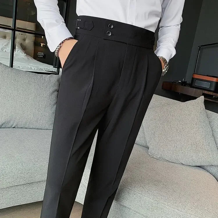 Wide Leg Male Suit Trousers Plus Big Size Gray Men's Summer Pants Formal Clothes Offer Luxury Thin Casual Work Wear Fabric 2025