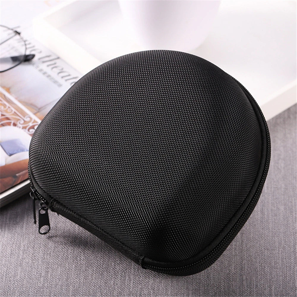 Portable Earphone Storage Bag Protective Hard Shell Black Headphone Carry Hard Case Data Cable Storage Box for Travel Headset