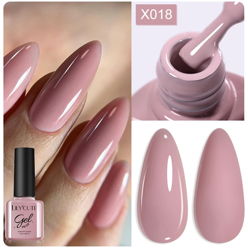 LILYCUTE 7ML Black White Color Gel Nail Polish Summer Colorful Gel Nail Art Semi Permanent UV Gel Soak Off UV LED Gel Varnishes