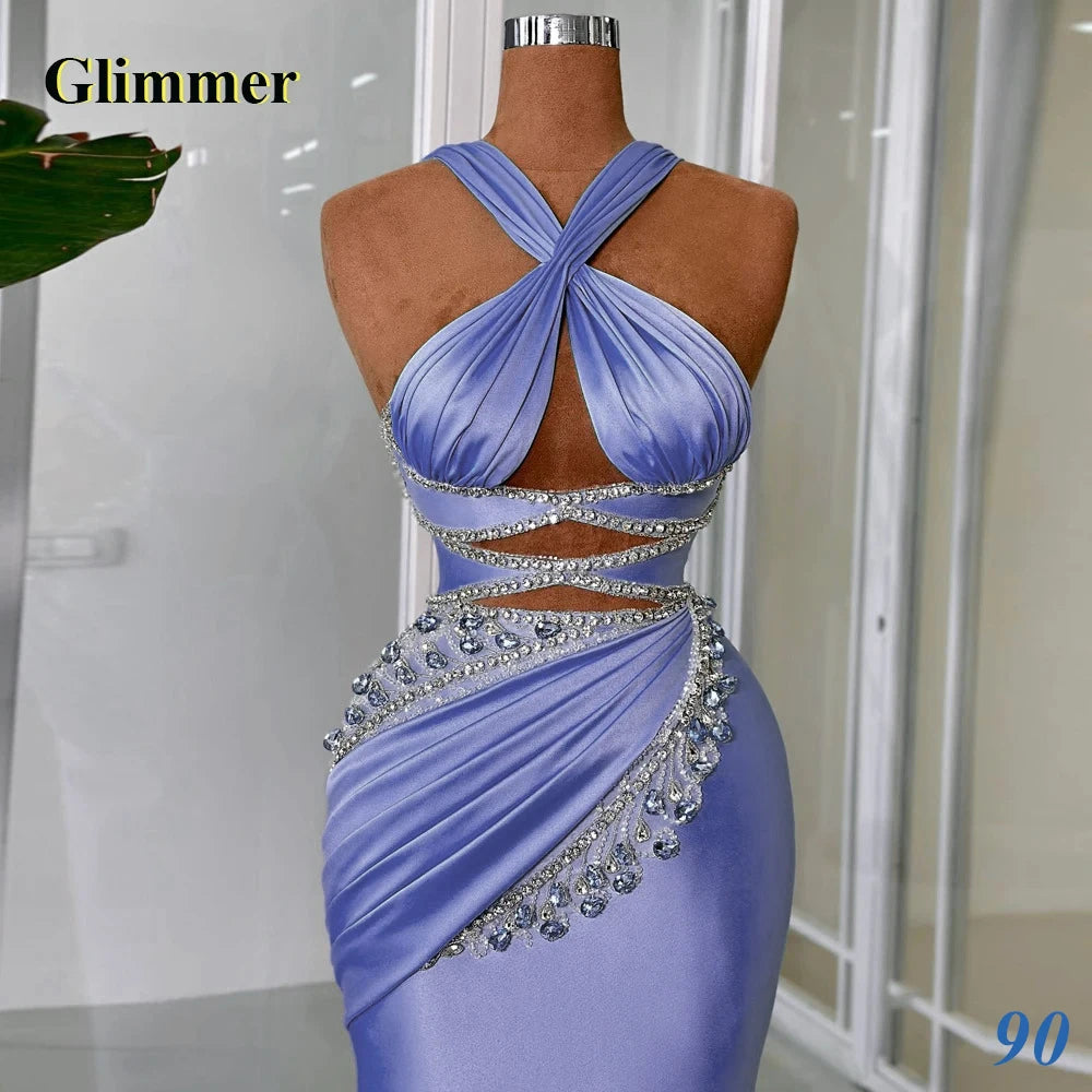 Glimmer Luxury Graduation Dresses for Girls with School Criss Cross Rhinestones Evening Party Gown Robes De Soiree Customized