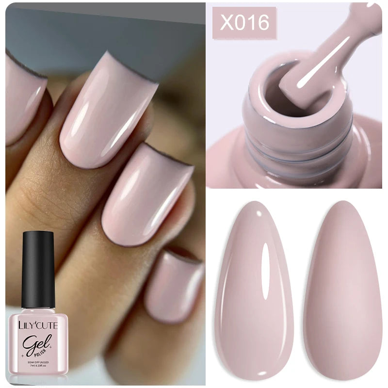 LILYCUTE 7ML Black White Color Gel Nail Polish Summer Colorful Gel Nail Art Semi Permanent UV Gel Soak Off UV LED Gel Varnishes