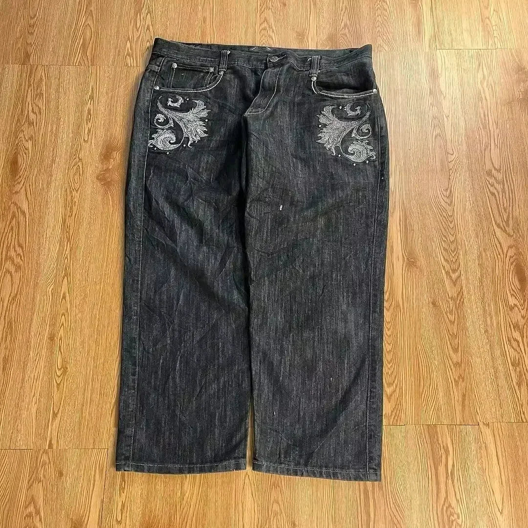 Affliction New Jeans American New Fashion Embroidered Loose Jeans Men and Women Street Casual Floor Mopping Pants