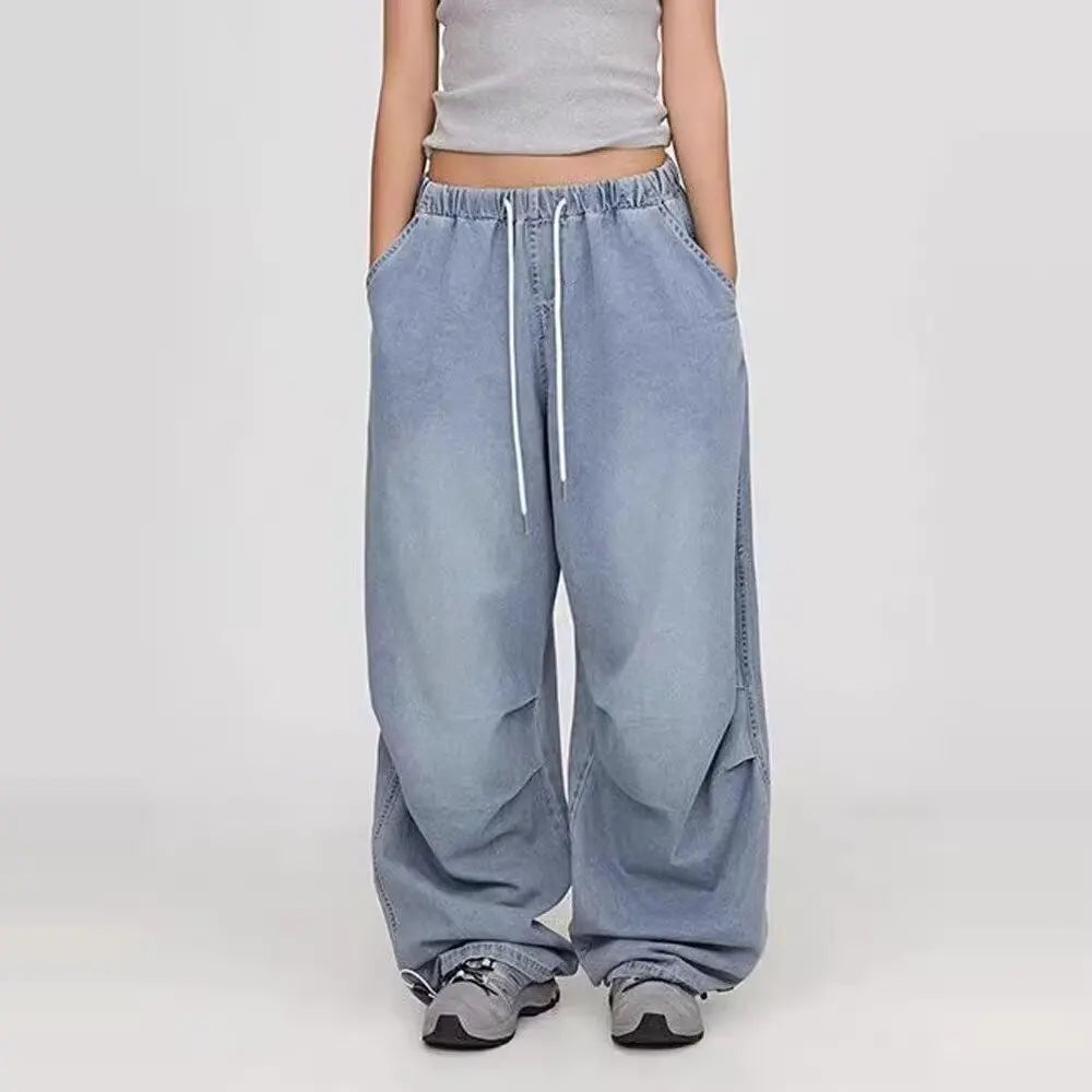 Street Dance Trendy Blue Hip-hop Retro Jeans Women's Versatile American Dancing Pants Jazz Casual Pants Woman Clothes Ladies Y2k