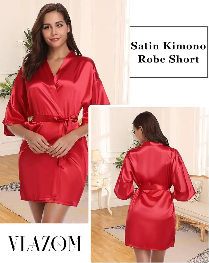 Summer Champagne Chinese Bride Wedding Robe Satin Sleepwear Women Nightgown Sexy Nightdress Lady Kimono Bathrobe Gown Negligee