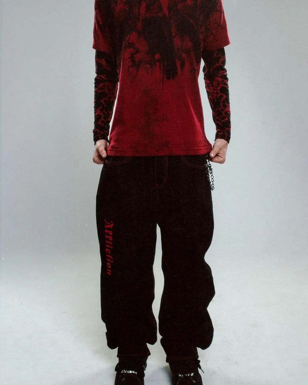Affliction New Jeans American New Fashion Embroidered Loose Jeans Men and Women Street Casual Floor Mopping Pants