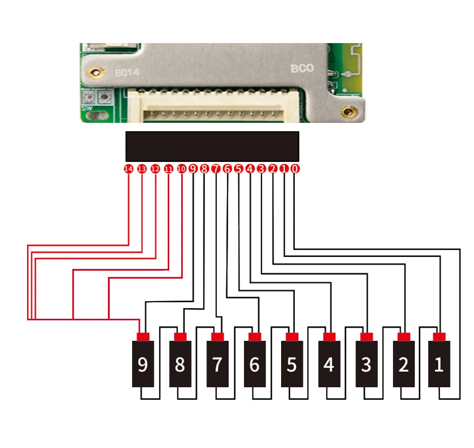 JiaBaiDa Automized Identify 7s-14s 7S 8S 9S 10S 11S 12S 13S 14S 20A 30A 40A 50A LFP NMC Smart BMS 24V 36V 48V