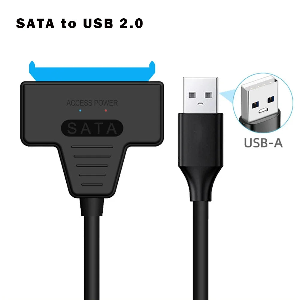 SATA to USB3.0/Type-C Adapter Cable Up To 6 Gbps High Speed Support 2.5 Inch External HDD SSD Hard Drive 22 Pin Sata III Cable