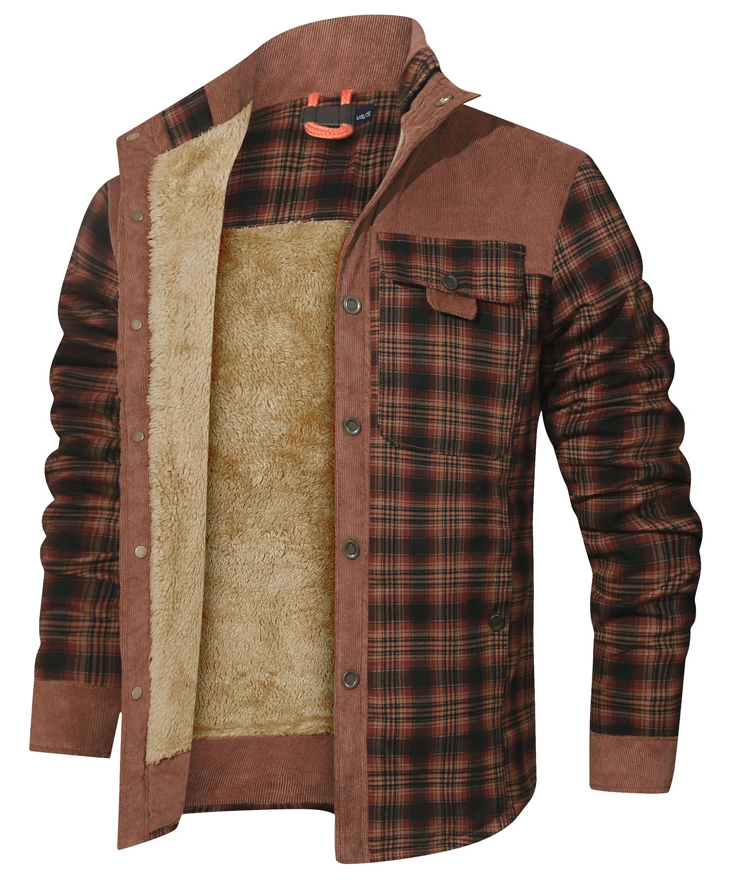 Men's Jackets Winter Windproof Warm Casual Bomber Coat Plaid Sherpa Lined Flannel Outdoor Classic Soft Jackets Men US Size