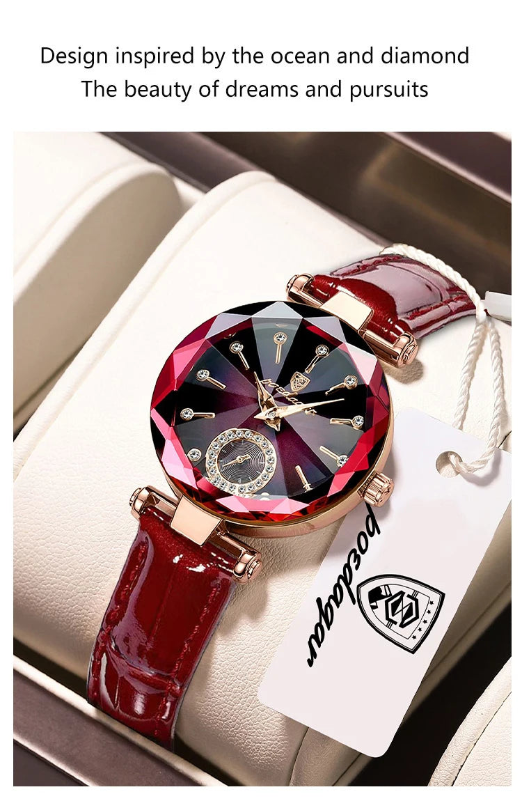 POEDAGAR Top Exquisite Elegant Watches For Women Waterproof Leather High Quality Original Woman's Watch Quartz Ladies Wristwatch