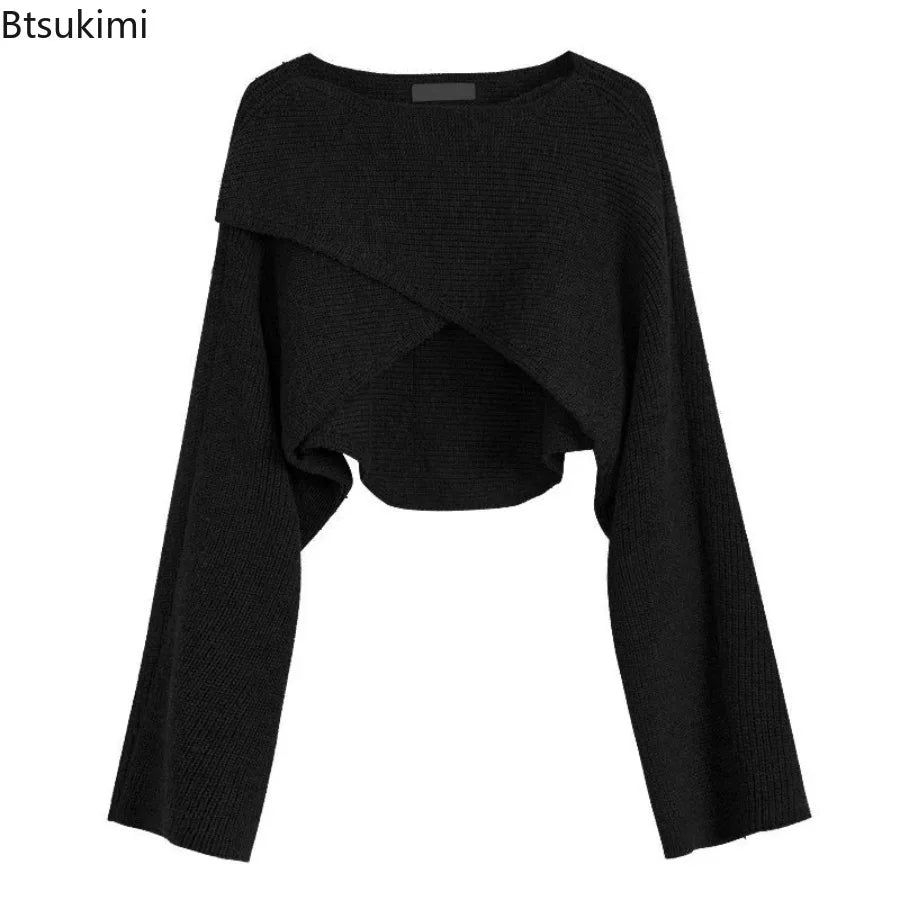 Autumn Fashion Knitted Pullover Elegant O Neck Sweater Women New Casual Solid Color Loose Long Sleeve Hem Irregular Women Top