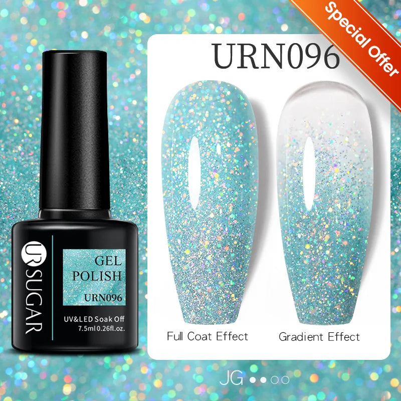 UR SUGAR 1-step Gel Polish 12ML Glitter Nail Spring Summer White Nude Pink Gel Nail Polish 3 IN 1 No Need Base Gel and Top Coat