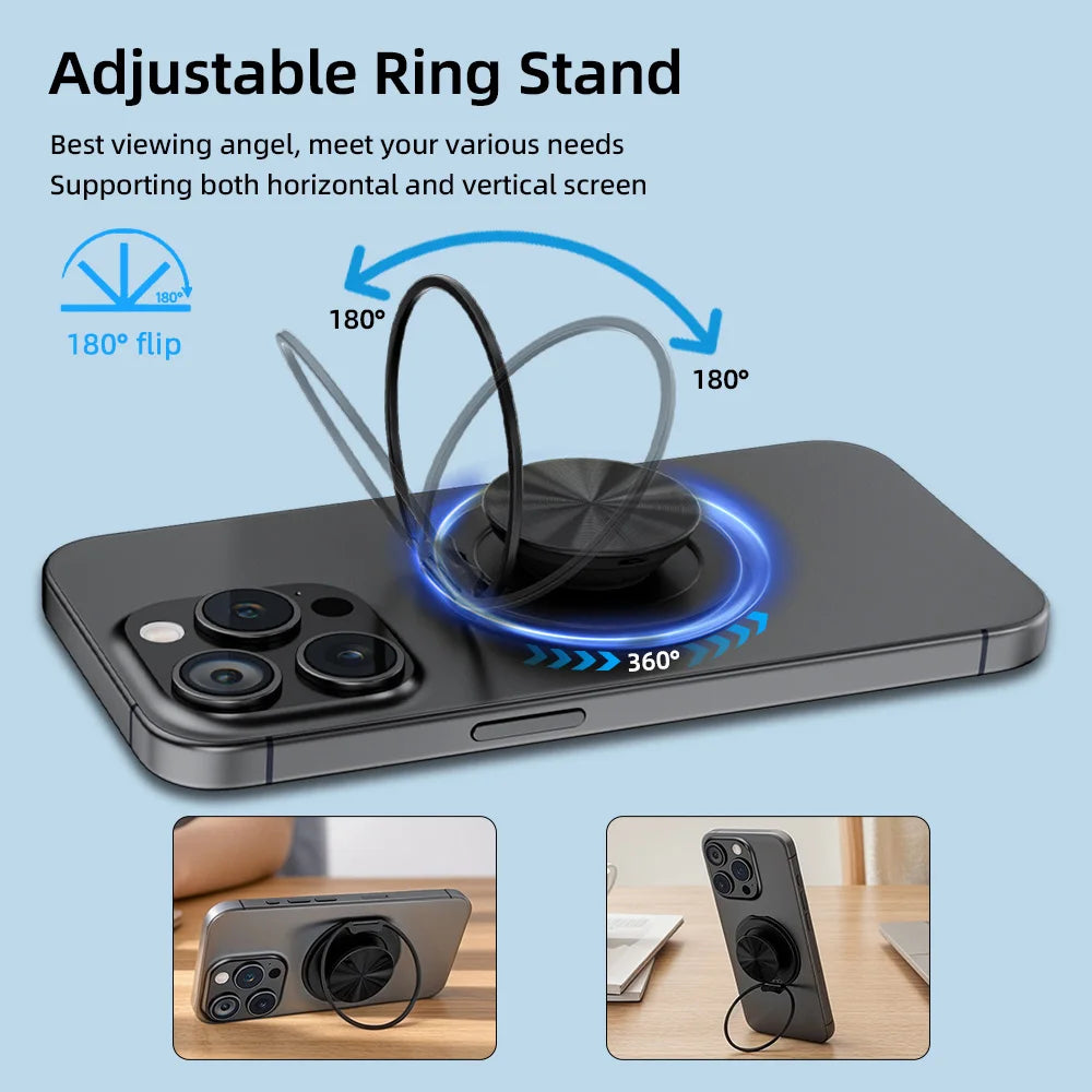 Grippopso Magnetic Suction Phone Mount Built-in Mirror Socket for MagSafe Grip Holder, Adjustable Cell Phone Stand for Desk