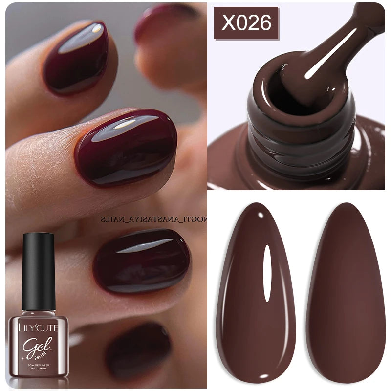 LILYCUTE 7ML Black White Color Gel Nail Polish Summer Colorful Gel Nail Art Semi Permanent UV Gel Soak Off UV LED Gel Varnishes