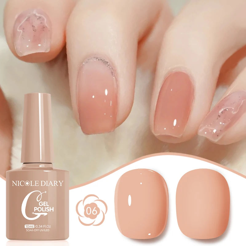 NICOLE DIARY Glass Beads Cat Magnetic Gel Nail Polish Spring Summer Gel Nail Sparkly Gel Varnish Soak off Nail Manicure Art