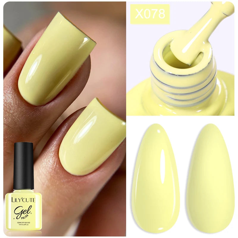 LILYCUTE 7ML Black White Color Gel Nail Polish Summer Colorful Gel Nail Art Semi Permanent UV Gel Soak Off UV LED Gel Varnishes
