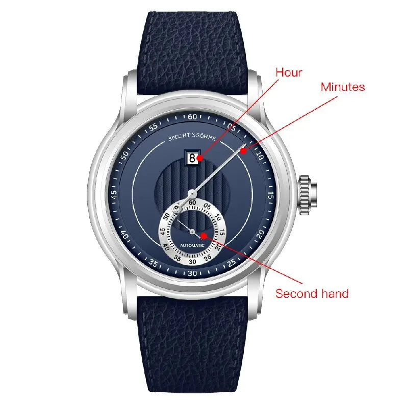 2026 Specht & Söhne New Arrivals Men Automatic Watch 39mm ST17 Jumping Hour Mechanical Wristwatch Sapphire Crystal Reloj Hombre