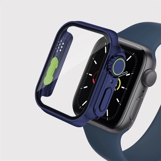 Glass+Case for Apple Watch 44mm 45mm 41mm 40mm 42mm 38mm Screen Protector Cover Change Ultra Bumper iWatch Series 9 8 7 SE 6 5 3