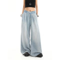 2025 Summer New Drape Wide Leg Jeans Elastic Versatile Ins Trendy Versatile Trousers Harajuku Jeans for Women Denim Pants
