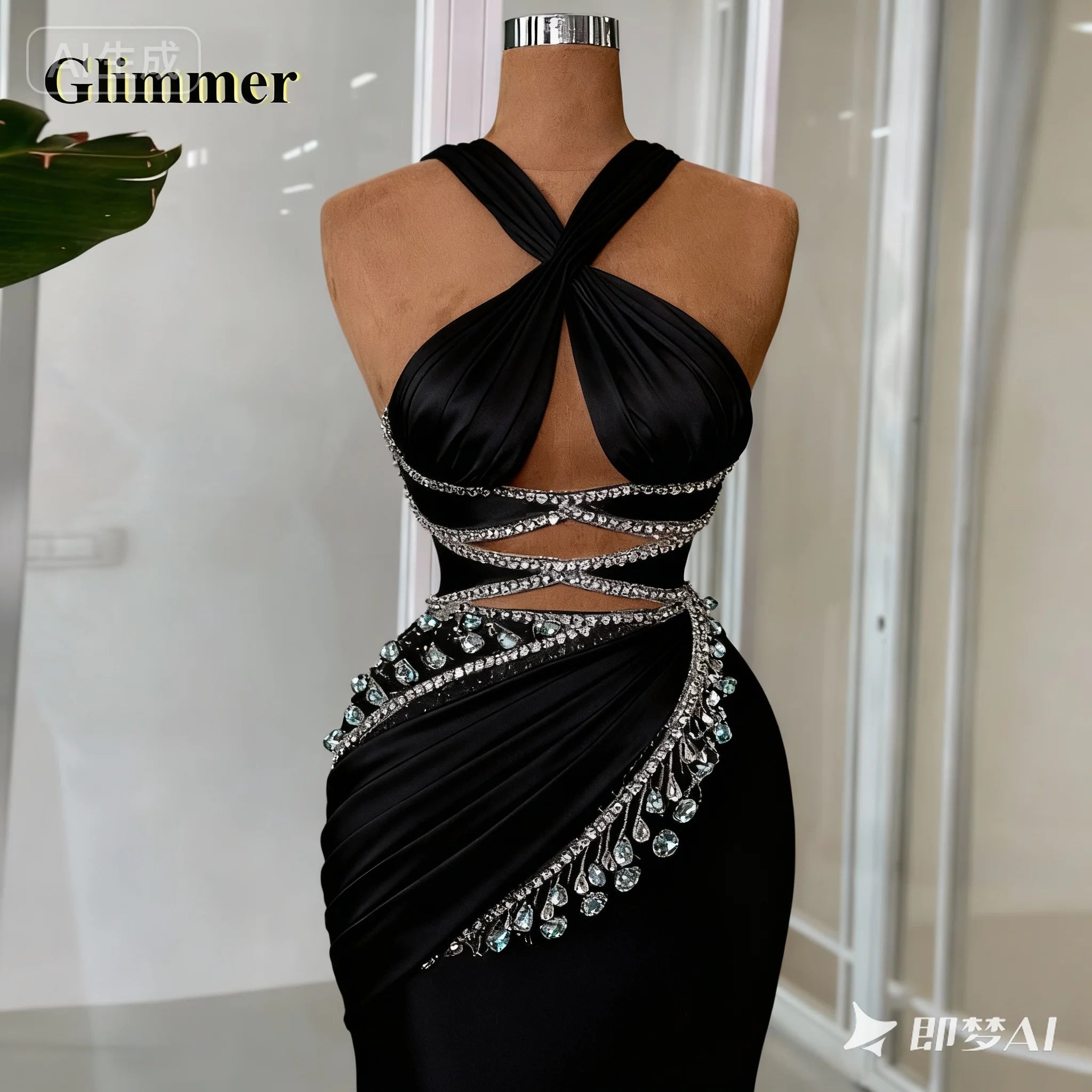 Glimmer Luxury Graduation Dresses for Girls with School Criss Cross Rhinestones Evening Party Gown Robes De Soiree Customized