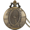 Vintage Bronze London Eye/Big Ben/Bridge Stone Men's And Women's Pocket Watch Necklace Famous Scenic Spot Series Gifts