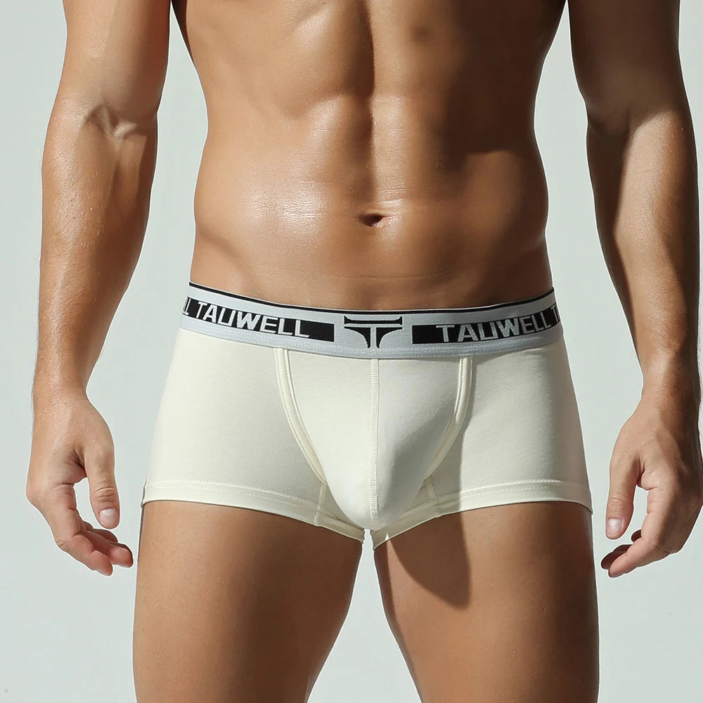 TAUWELL Low-Waist Buttoned Boxer Shorts for Men with U Convex Pouch Sexy Male Panties New Arrivals Comfortable Underwear