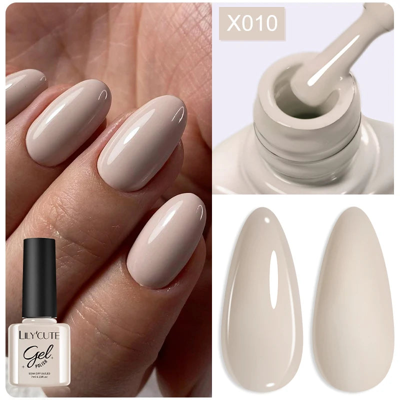 LILYCUTE 7ML Black White Color Gel Nail Polish Summer Colorful Gel Nail Art Semi Permanent UV Gel Soak Off UV LED Gel Varnishes