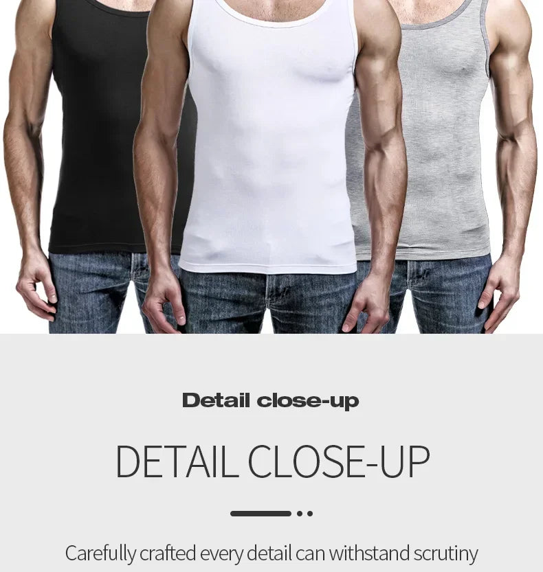 5PCS Men's summer trendy slim-fit hurdling style, modal, wearing a white undershirt underneath, men's tight-fitting