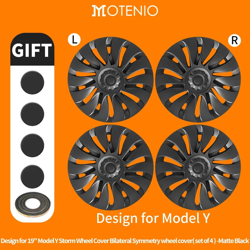 4PCS Design for TESLA Model Y 2020-2024 Vehicle Full Coverage Storm Wheel Cover Cap 19 Inches Wheel Hubcap Automobile Accessorie