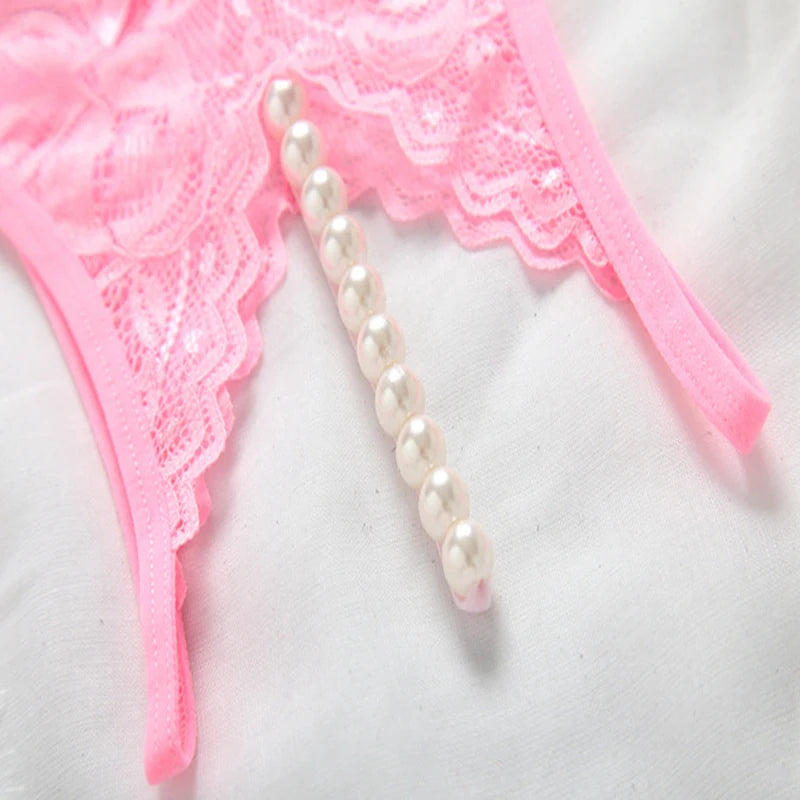Women's panties Women's Sexy Lace Pearl G-string Panties Thongs Lingerie Open-Crotch Briefs Underwear New Arrivals Female Women'