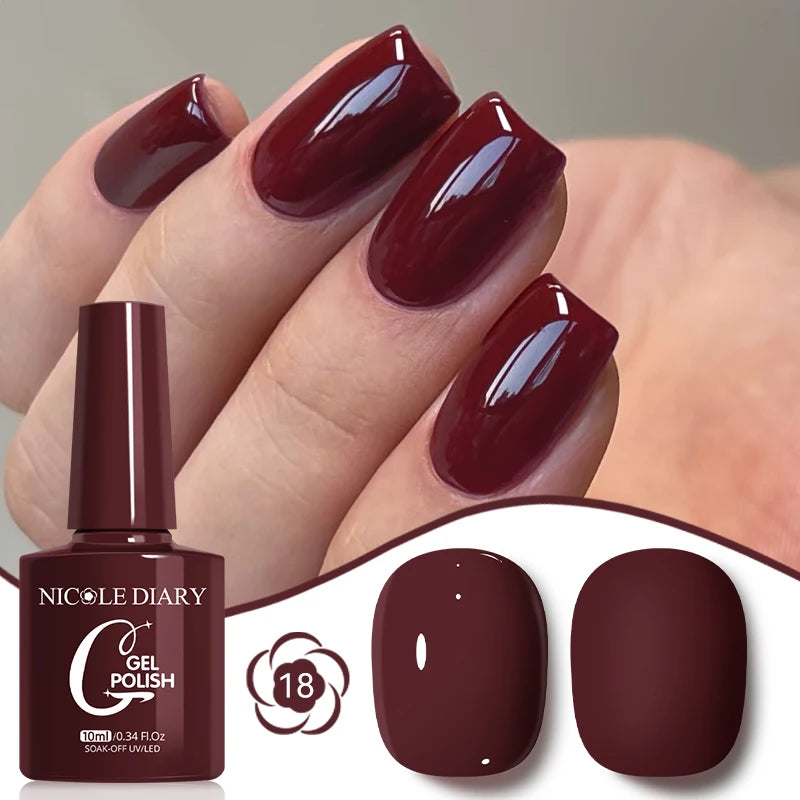 NICOLE DIARY Glass Beads Cat Magnetic Gel Nail Polish Spring Summer Gel Nail Sparkly Gel Varnish Soak off Nail Manicure Art