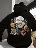 Trendy hip-hop men's autumn personalized character print soft and comfortable hooded sweatshirt outdoor street style top