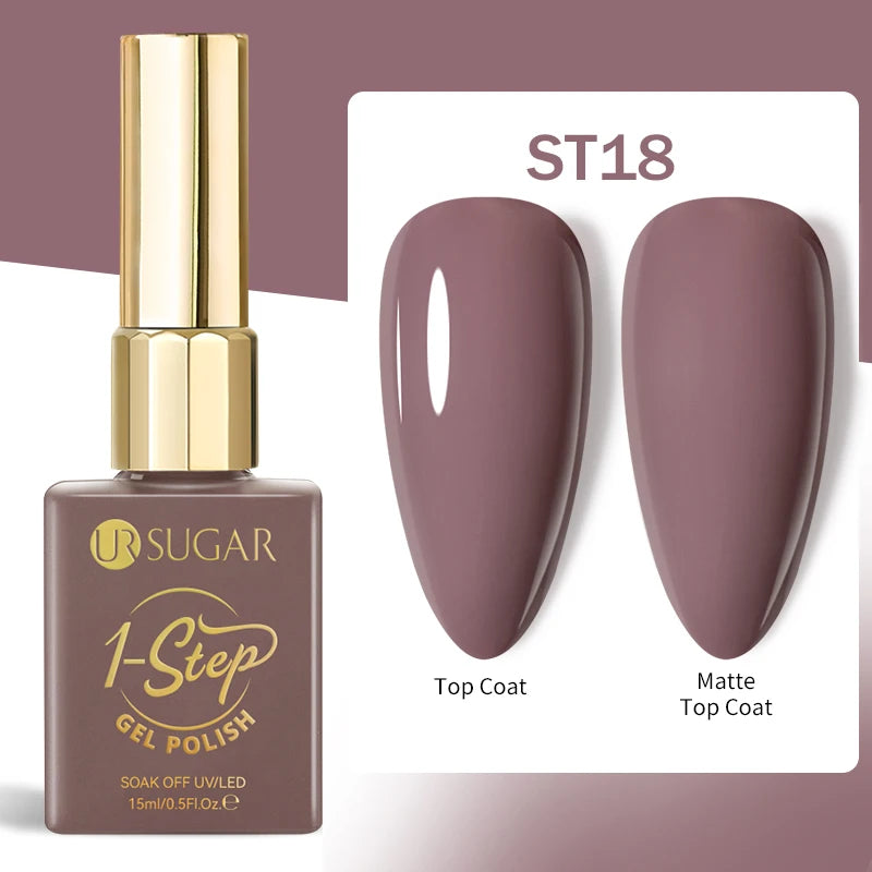 UR SUGAR 1-step Gel Polish 12ML Glitter Nail Spring Summer White Nude Pink Gel Nail Polish 3 IN 1 No Need Base Gel and Top Coat