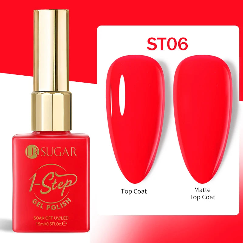 UR SUGAR 1-step Gel Polish 12ML Glitter Nail Spring Summer White Nude Pink Gel Nail Polish 3 IN 1 No Need Base Gel and Top Coat