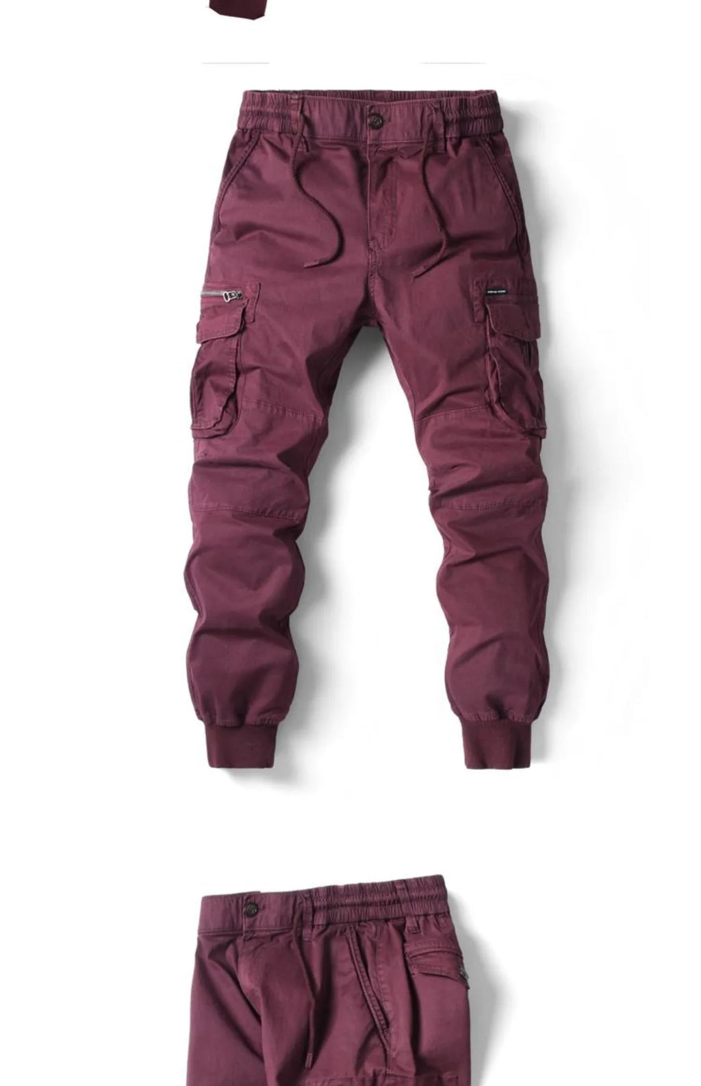 Spring Summer Men's Casual Fashion Work Pants Cuffed Multiple Pockets Slim Fit Youth Leisure Trousers Trendy Brand