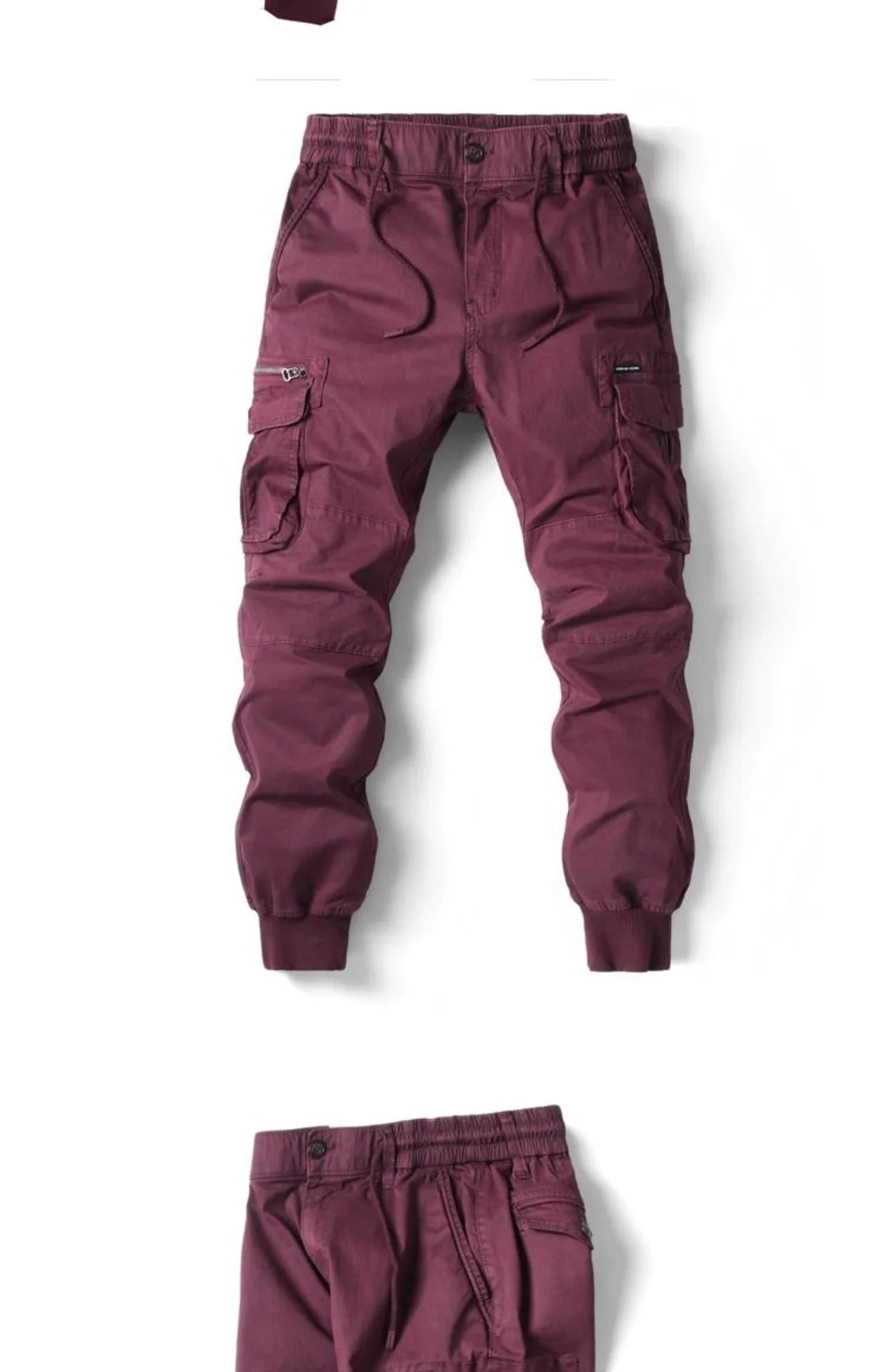 Spring Summer Men's Casual Fashion Work Pants Cuffed Multiple Pockets Slim Fit Youth Leisure Trousers Trendy Brand