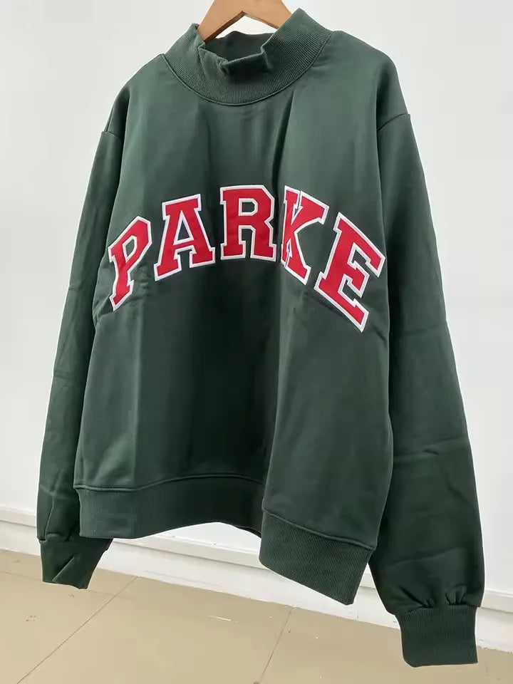autumn winter Women's Pullover Hooded Sweatshirt with Letter Print and Zipper Closure