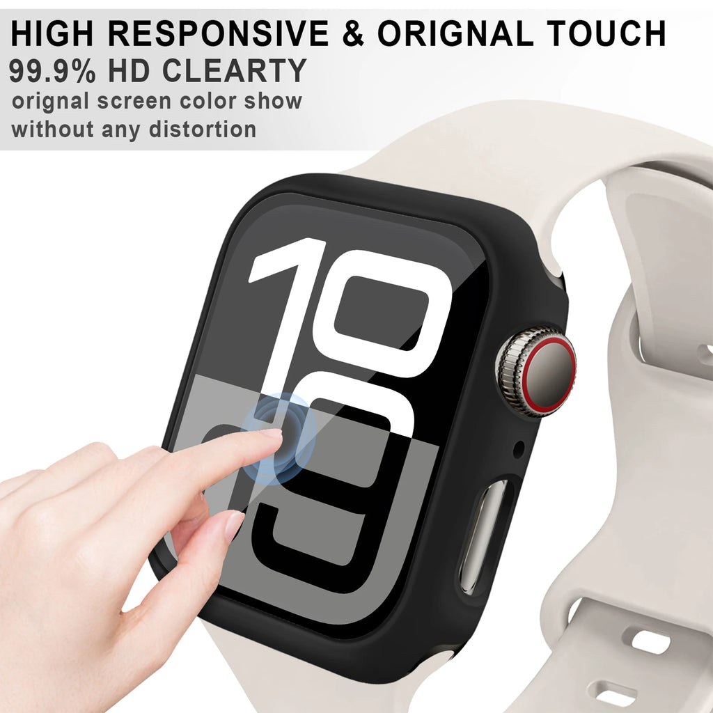 Case For Apple Watch Screen Protector 46mm 42mm Accessories HD Tempered Glass Hard PC Bumper Cover iWatch Series 10 Protective
