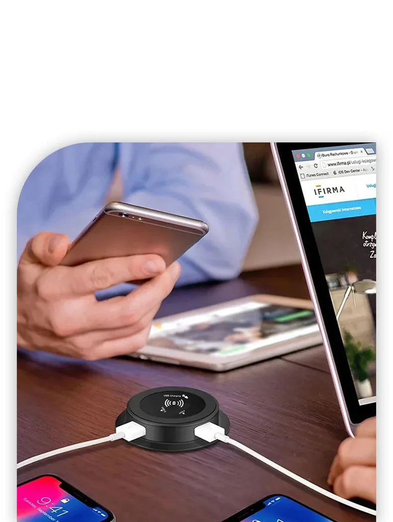 3 in 1 Wireless Charger Built in Type-C USB Ports Desktop Embedded Charging Station for iPhone 17 Xiaomi Airpods Mobile Phone