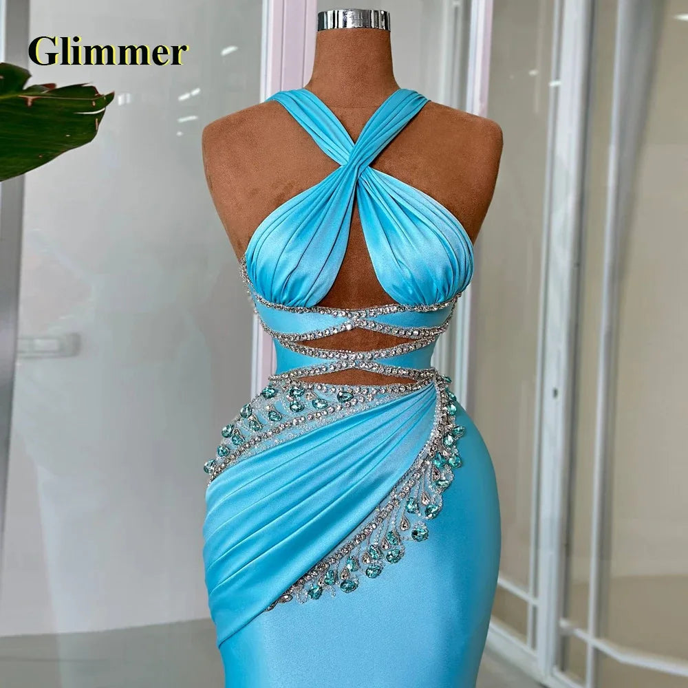 Glimmer Luxury Graduation Dresses for Girls with School Criss Cross Rhinestones Evening Party Gown Robes De Soiree Customized