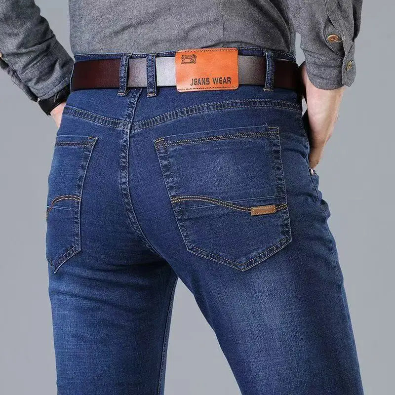 2026 JEAN New Business Men's Jeans Casual Straight Stretch Fashion Classic Blue Black Work Denim Trousers Male Brand Clothing