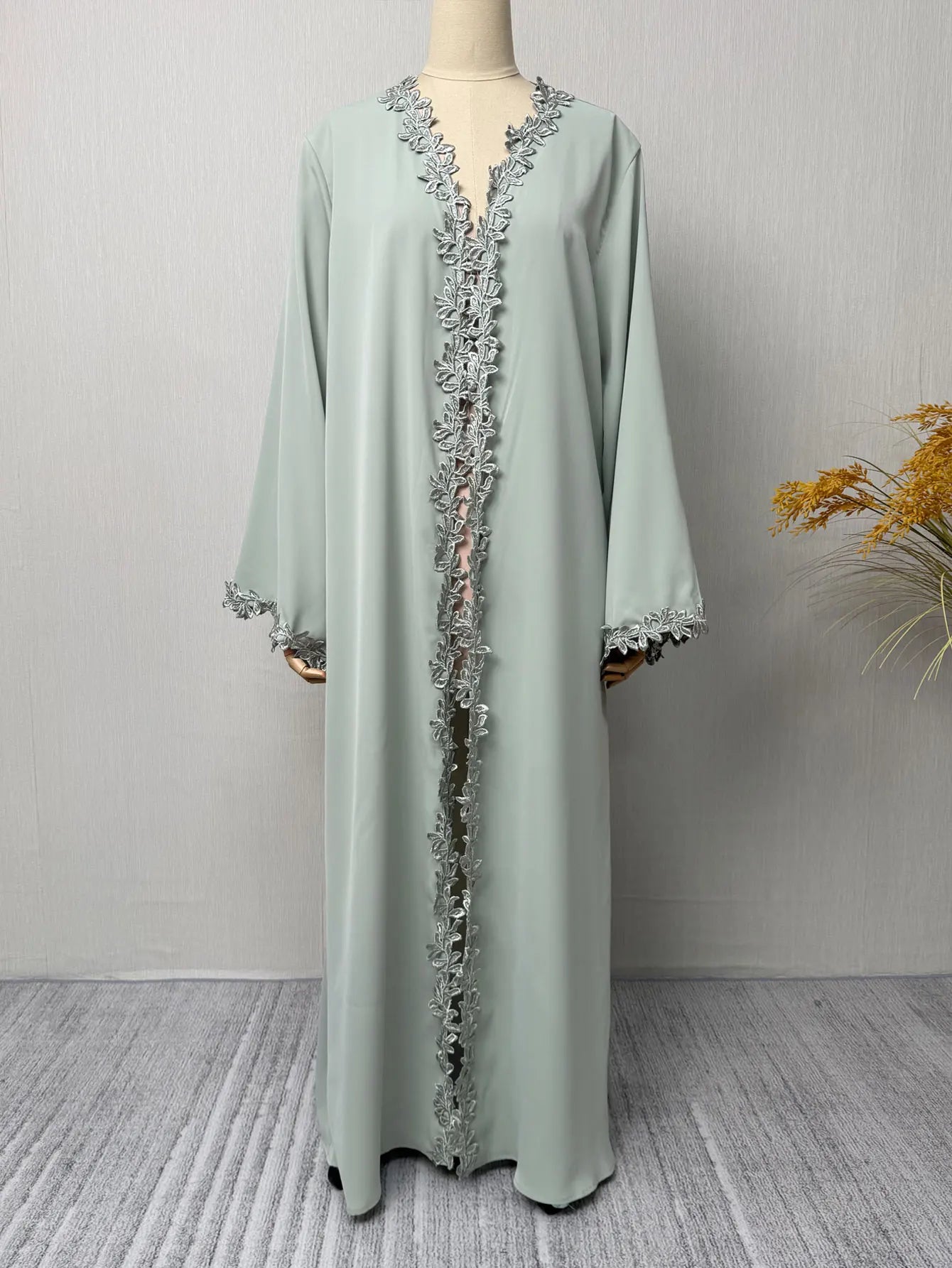 Dubai Elegant  Purple Abaya for Muslim Women - Intricately Crafted with Multicolored Embroidery Piece in Islamic Modest Fashion
