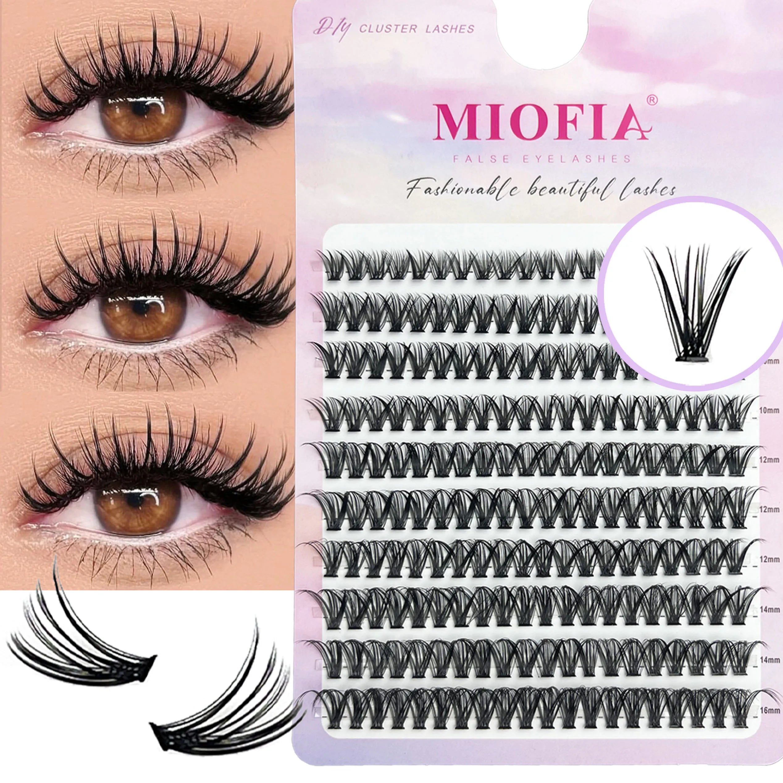 30D/40D/60D/80D Individual Lashes bunches DIY Natural Eyelash Extension 200 Cluster 3D Russia Volume Natural Mink Lashes makeup